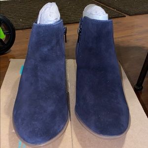 Navy Blue Suede Booties